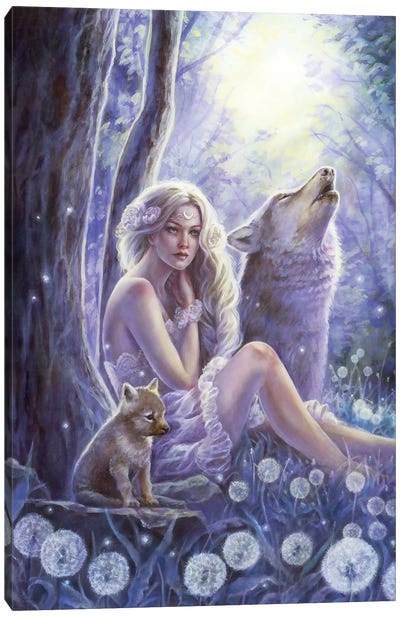 Wolf Princess Canvas Art Print - Purple Art