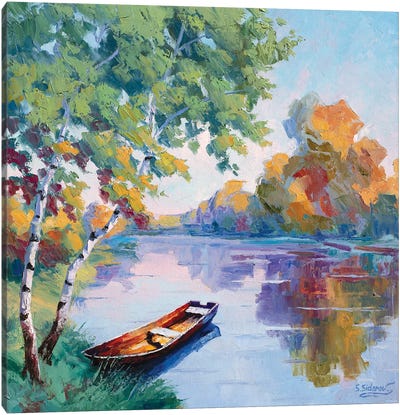 Solitary Pond Canvas Art Print - Rowboat Art