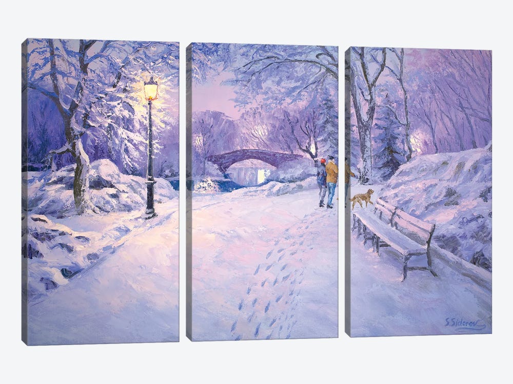 Crisp Winter Evening by Sidorov Fine Art 3-piece Canvas Art Print