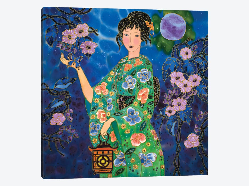 Magical Night And Blue Butterflies 1-piece Canvas Wall Art