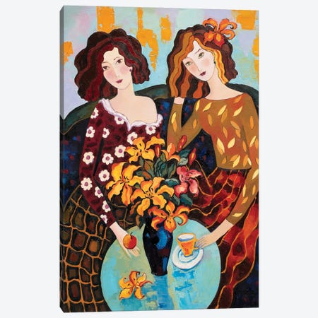 Girls And Flowers Canvas Print #SFI111} by Sidorov Fine Art Canvas Artwork