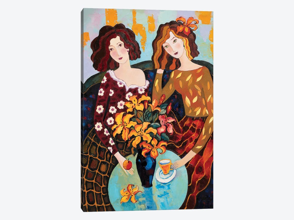 Girls And Flowers by Sidorov Fine Art 1-piece Canvas Print