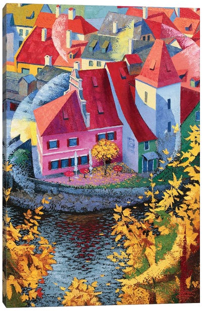 Cesky Krumlov. Autumn Leaves Canvas Art Print - Sidorov Fine Art