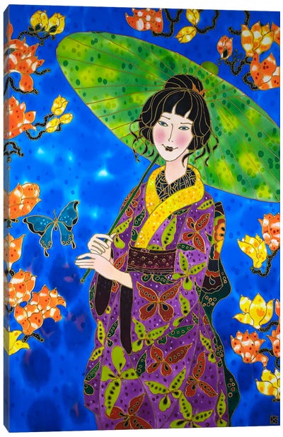 Green Summer Parasol Canvas Art Print - Geisha