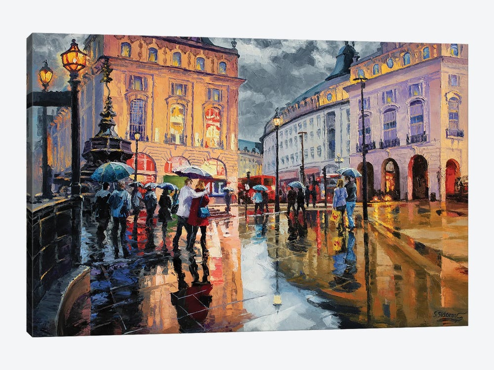 A Rainy Outing At Piccadily Circus by Sidorov Fine Art 1-piece Art Print