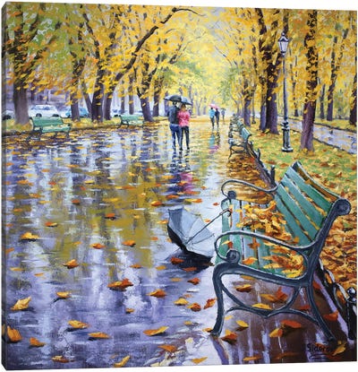 Missing Umbrella Canvas Art Print - City Park Art