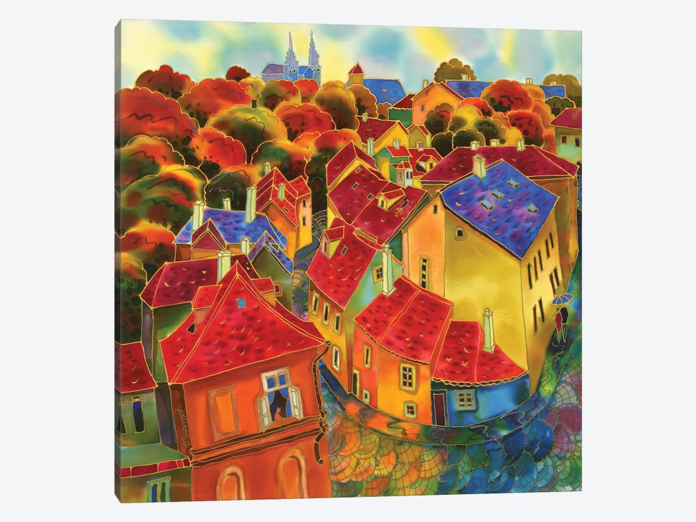 Red Roofs Prague by Sidorov Fine Art 1-piece Canvas Print