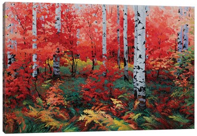 A Ruby Red Autumn Canvas Art Print - Sidorov Fine Art