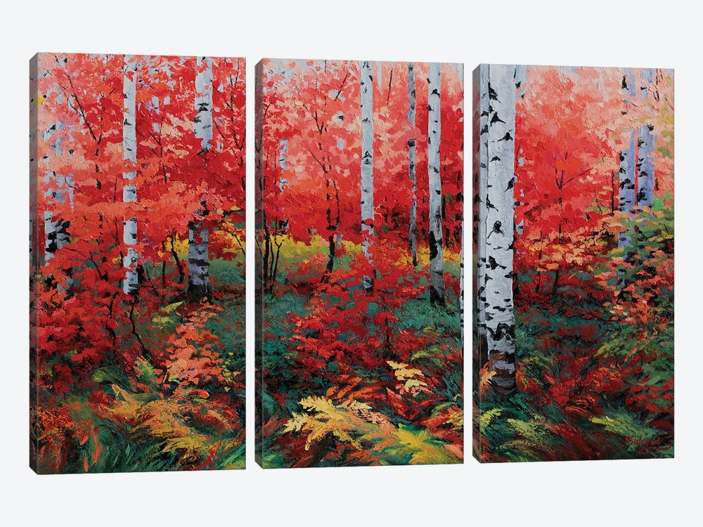 A Ruby Red Autumn by Sidorov Fine Art 3-piece Canvas Art