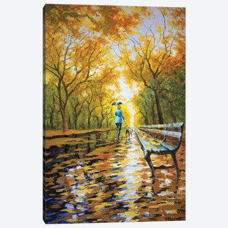 Walking The Dog Autumn Alley Canvas Print #SFI39} by Sidorov Fine Art Canvas Print