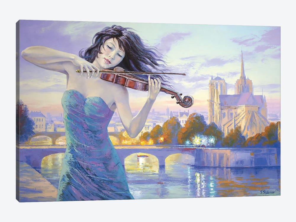 Nocturne In Purple Shades Notre-Dame de Paris by Sidorov Fine Art 1-piece Canvas Artwork