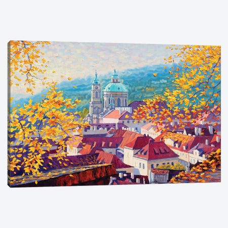 Autumn Morning In Prague Canvas Print #SFI49} by Sidorov Fine Art Canvas Artwork