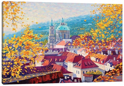 Autumn Morning In Prague Canvas Art Print - Sidorov Fine Art