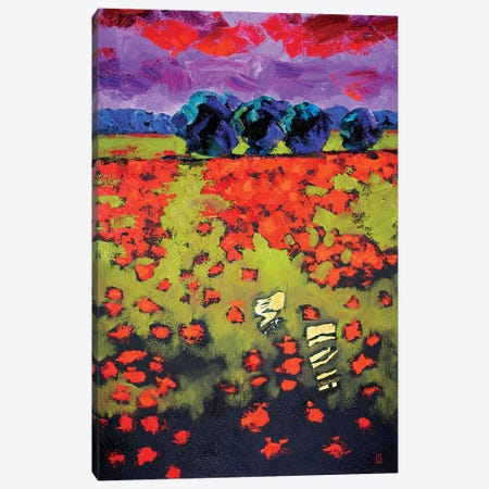 Abstract Landscape. Red Poppies. Canvas Print #SFI62} by Sidorov Fine Art Canvas Art
