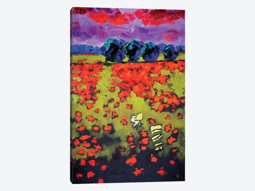 Abstract Landscape. Red Poppies. by Sidorov Fine Art 1-piece Canvas Art