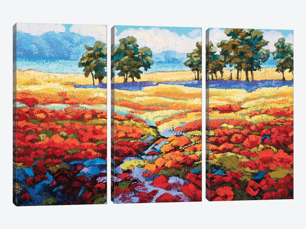 Summer Flower Field by Sidorov Fine Art 3-piece Canvas Art