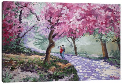 Cherry Blossom. Central Park New York Canvas Art Print - Sidorov Fine Art