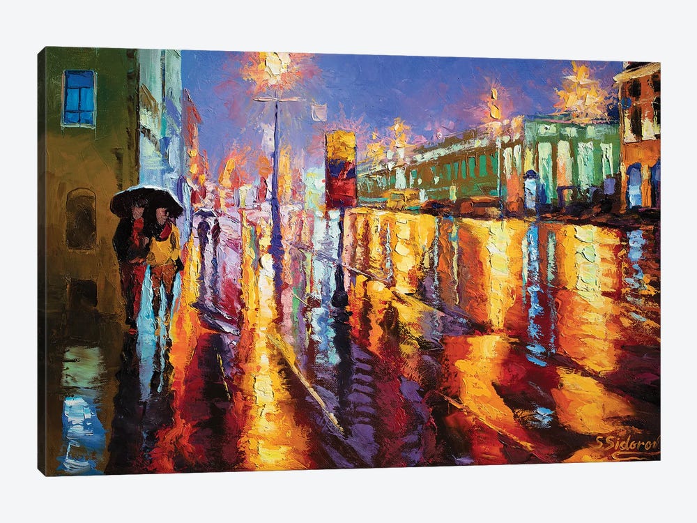 Luminous Street. Night In Madrid. by Sidorov Fine Art 1-piece Art Print