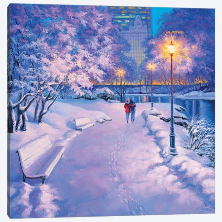Soft Lilac Winter. Central Park. New York Canvas Print #SFI71} by Sidorov Fine Art Canvas Print