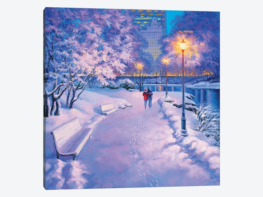 Soft Lilac Winter. Central Park. New York by Sidorov Fine Art 1-piece Canvas Art