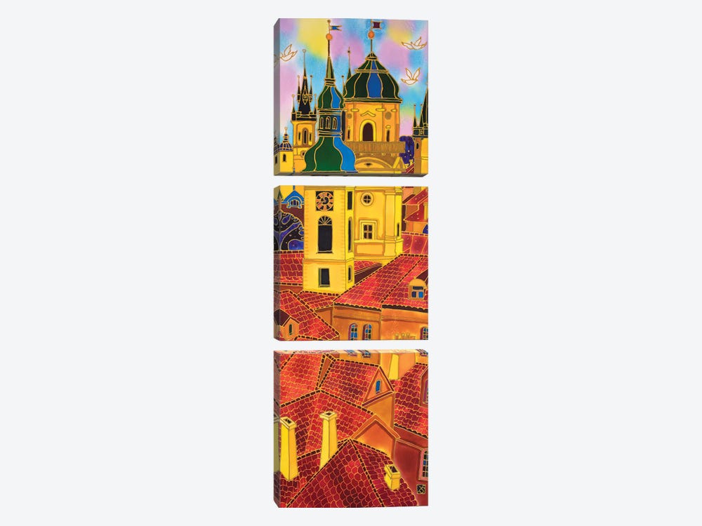 Red Roofs. Prague by Sidorov Fine Art 3-piece Art Print