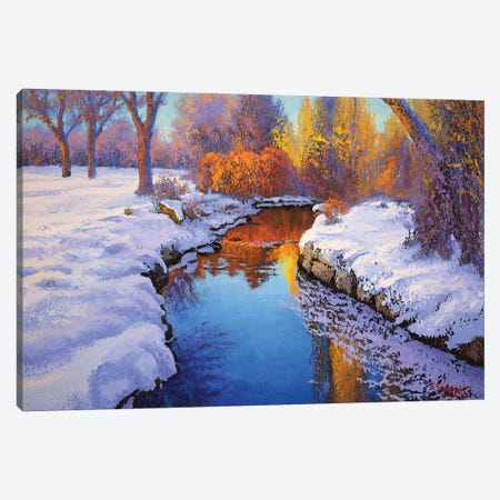 Winter Landscape.Golden On Blue. Canvas Print #SFI83} by Sidorov Fine Art Canvas Art