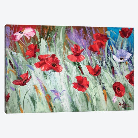Field Of Poppies Canvas Print #SFI84} by Sidorov Fine Art Art Print