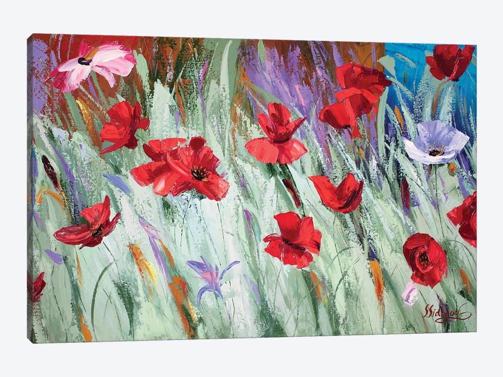 Field Of Poppies by Sidorov Fine Art 1-piece Canvas Artwork