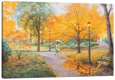 Melody Of Autumn. Forgotten Umbrella. Canvas Art Print - Sidorov Fine Art