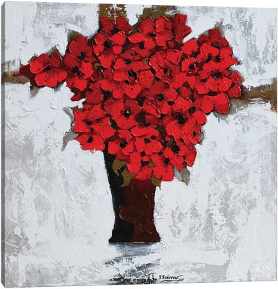 Bouquet With Red Flowers Canvas Art Print - Sidorov Fine Art