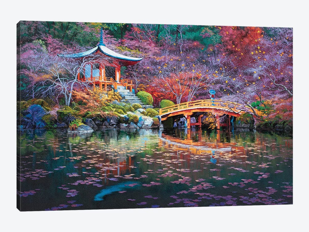 Daigoji Temple Kyoto.Floating Leaves. by Sidorov Fine Art 1-piece Canvas Art
