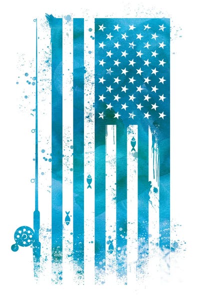 Kids Educational Art: Fishing Sports Flag by 5by5collective