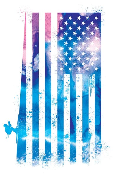 Kids Sports Art: Skiing Sports Flag by 5by5collective