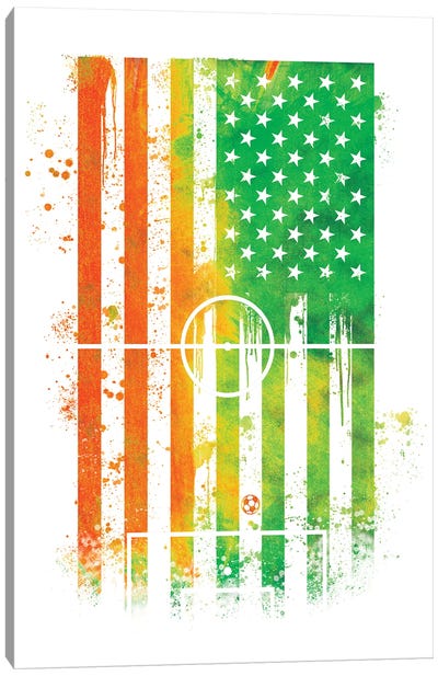 Soccer Sports Flag Canvas Art Print - American Flag Art