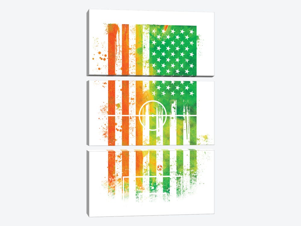 Soccer Sports Flag by 5by5collective 3-piece Canvas Print