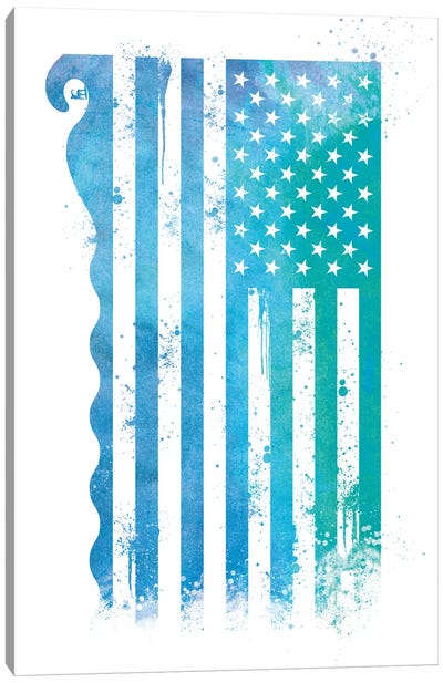 Surfing Sports Flag Canvas Art Print - American Flag Art