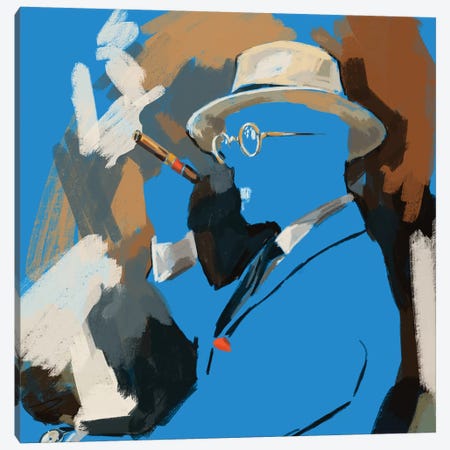 Cigar Lounge In Blue Canvas Print #SFM100} by Sunflowerman Canvas Artwork