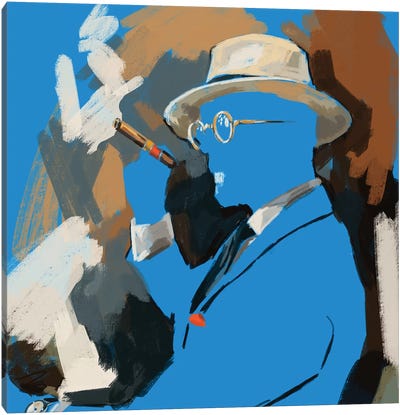 Cigar Lounge In Blue Canvas Art Print - Sunflowerman