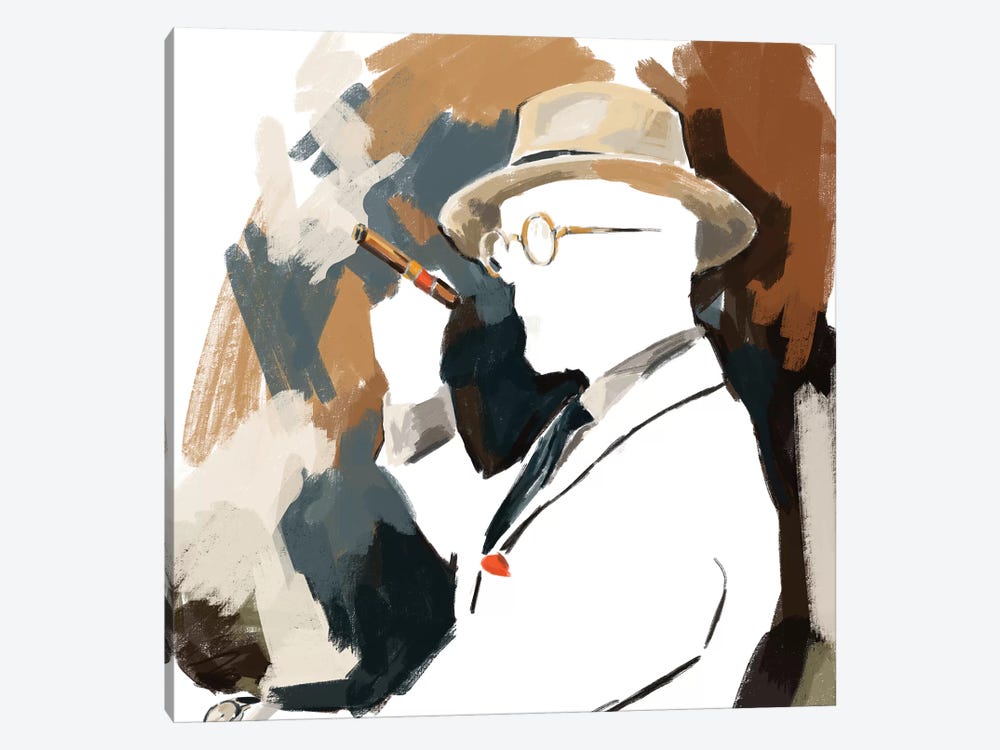 Cigar Lounge In White by Sunflowerman 1-piece Art Print