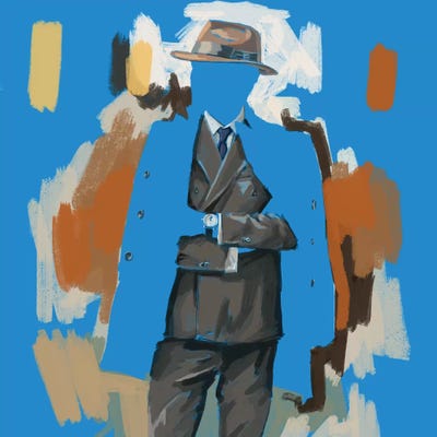 The Overcoat In Blue by Sunflowerman framed wall art