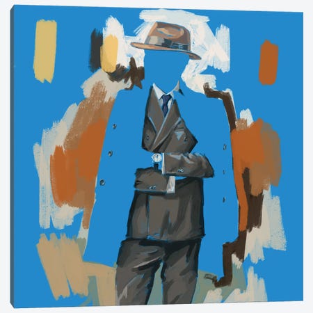 The Overcoat In Blue Canvas Print #SFM113} by Sunflowerman Canvas Print