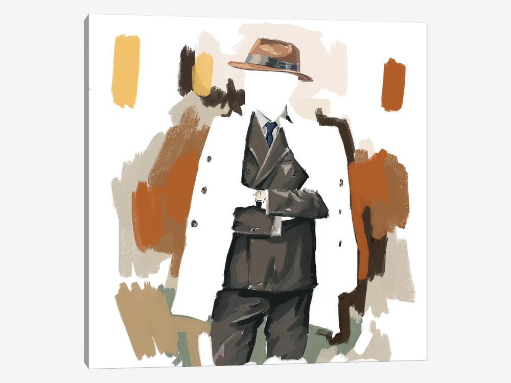The Overcoat In White by Sunflowerman 1-piece Canvas Wall Art