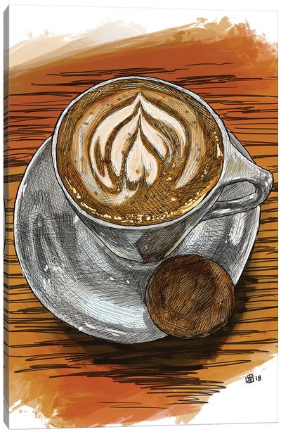Latte And Biscuit Canvas Art Print - Coffee Art