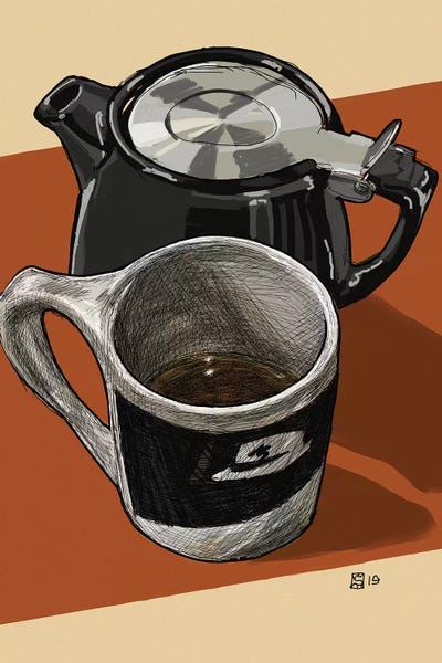 Tea Time With Houndstooth by Sunflowerman canvas print