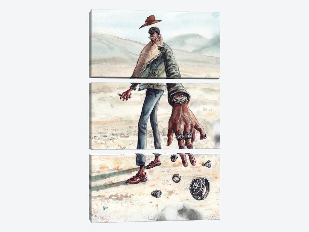 Desert Man Of Many Rings by Sunflowerman 3-piece Canvas Print
