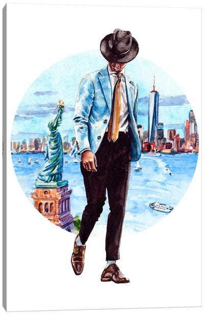 The New York Man Canvas Art Print - Sunflowerman