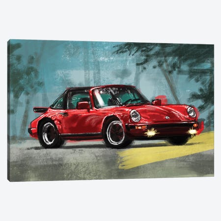 Porsche Air Cooled Red Canvas Print #SFM63} by Sunflowerman Canvas Wall Art
