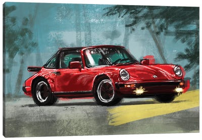 Porsche Air Cooled Red Canvas Art Print - Gearhead