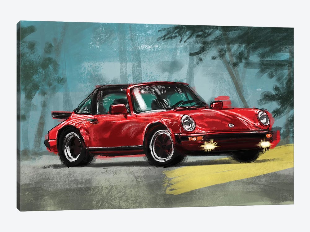 Porsche Air Cooled Red by Sunflowerman 1-piece Canvas Art