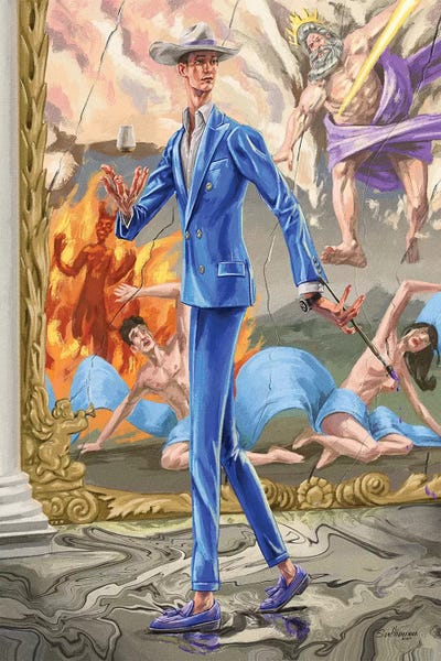 Men's Fashion: Absurdity Of The Gods. In Blue. by Sunflowerman